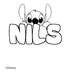 Coloriage pr&eacute;nom NILS - d&eacute;cor Stitch
