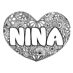 Coloriage NINA - d&eacute;cor Mandala coeur