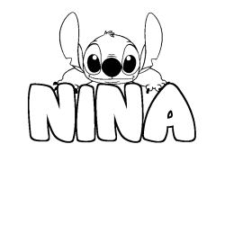 Coloriage prénom NINA - décor Stitch