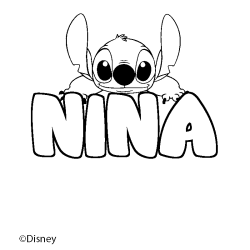 Coloriage pr&eacute;nom NINA - d&eacute;cor Stitch