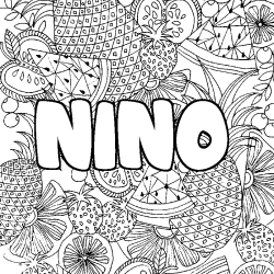 Coloriage NINO - d&eacute;cor Mandala fruits