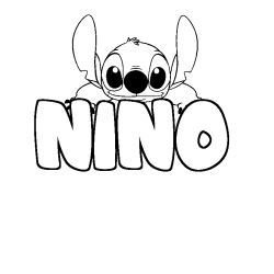 Coloriage prénom NINO - décor Stitch