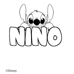 Coloriage pr&eacute;nom NINO - d&eacute;cor Stitch