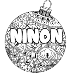 Coloriage prénom NINON - décor Boule de Noël