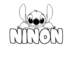 Coloriage prénom NINON - décor Stitch