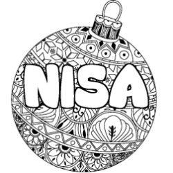 Coloriage pr&eacute;nom NISA - d&eacute;cor Boule de No&euml;l