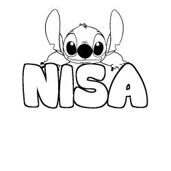 Coloriage prénom NISA - décor Stitch