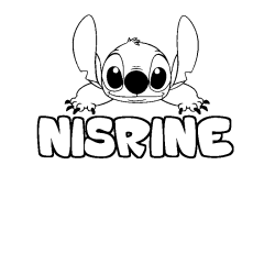 Coloriage prénom NISRINE - décor Stitch