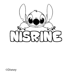 Coloriage pr&eacute;nom NISRINE - d&eacute;cor Stitch
