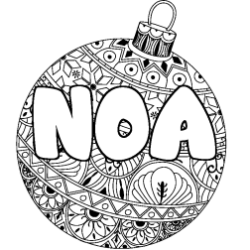 Coloriage prénom NOA - décor Boule de Noël