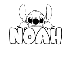 Coloriage prénom NOAH - décor Stitch
