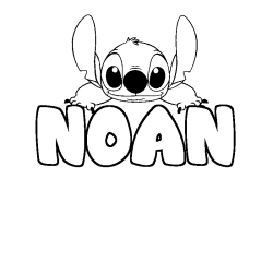 Coloriage prénom NOAN - décor Stitch
