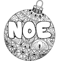 Coloriage prénom NOE - décor Boule de Noël