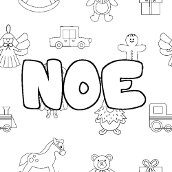 Coloriage NOE - d&eacute;cor Jouets