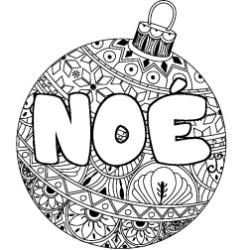 Coloriage prénom NOÉ - décor Boule de Noël