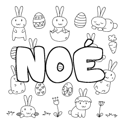 Coloriage pr&eacute;nom NO&Eacute; - d&eacute;cor Paques