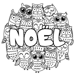 Coloriage NO&Euml;L - d&eacute;cor Chouettes