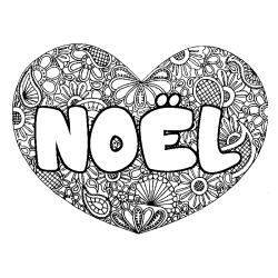 Coloriage NO&Euml;L - d&eacute;cor Mandala coeur