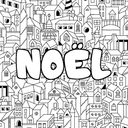 Coloriage NO&Euml;L - d&eacute;cor Ville