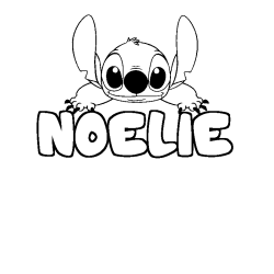 Coloriage prénom NOELIE - décor Stitch