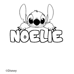 Coloriage pr&eacute;nom NOELIE - d&eacute;cor Stitch