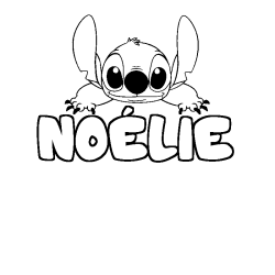 Coloriage prénom NOÉLIE - décor Stitch