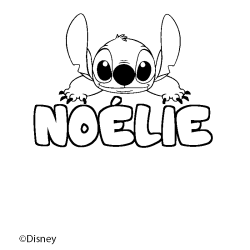 Coloriage pr&eacute;nom NO&Eacute;LIE - d&eacute;cor Stitch