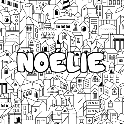 Coloriage prénom NOÉLIE - décor Ville