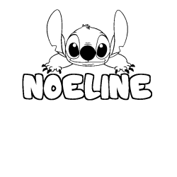 Coloriage prénom NOELINE - décor Stitch