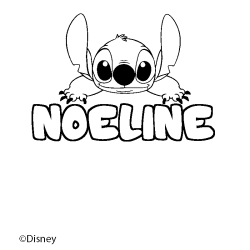 Coloriage pr&eacute;nom NOELINE - d&eacute;cor Stitch