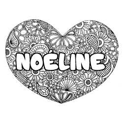 Coloriage prénom NOÉLINE - décor Mandala coeur