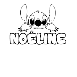 Coloriage prénom NOÉLINE - décor Stitch