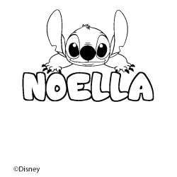 Coloriage pr&eacute;nom NOELLA - d&eacute;cor Stitch