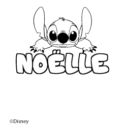 Coloriage pr&eacute;nom NO&Euml;LLE - d&eacute;cor Stitch