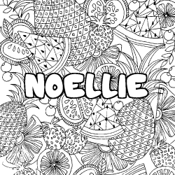 Coloriage prénom NOELLIE - décor Mandala fruits