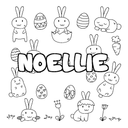 Coloriage pr&eacute;nom NOELLIE - d&eacute;cor Paques