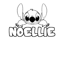 Coloriage prénom NOELLIE - décor Stitch