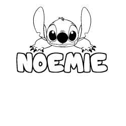 Coloriage prénom NOEMIE - décor Stitch