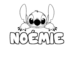 Coloriage prénom NOÉMIE - décor Stitch