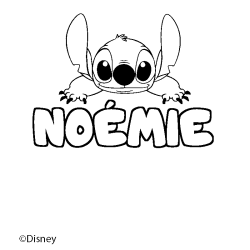 Coloriage pr&eacute;nom NO&Eacute;MIE - d&eacute;cor Stitch