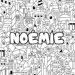 Coloriage NO&Eacute;MIE - d&eacute;cor Ville
