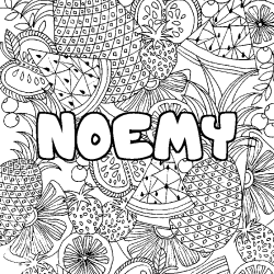 Coloriage prénom NOEMY - décor Mandala fruits