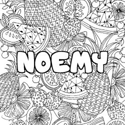 Coloriage pr&eacute;nom NOEMY - d&eacute;cor Mandala fruits