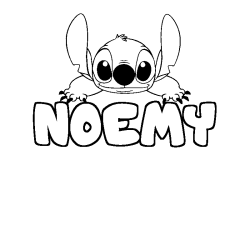Coloriage prénom NOEMY - décor Stitch