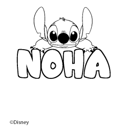 Coloriage pr&eacute;nom NOHA - d&eacute;cor Stitch