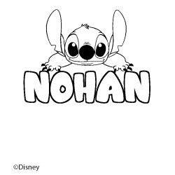 Coloriage pr&eacute;nom NOHAN - d&eacute;cor Stitch