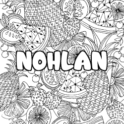 Coloriage pr&eacute;nom NOHLAN - d&eacute;cor Mandala fruits