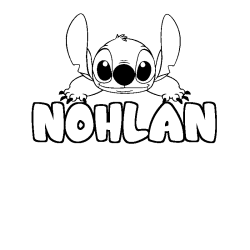 Coloriage prénom NOHLAN - décor Stitch