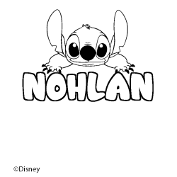 Coloriage pr&eacute;nom NOHLAN - d&eacute;cor Stitch