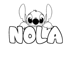 Coloriage prénom NOLA - décor Stitch
